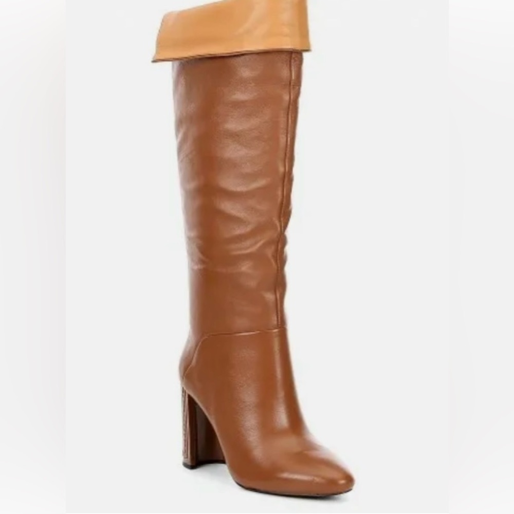 NEW $375 AD & DAUGHTERS EMERLY OVER THE KNEE SMOOTH SOFT LEATHER BOOT BROWN- 9.5